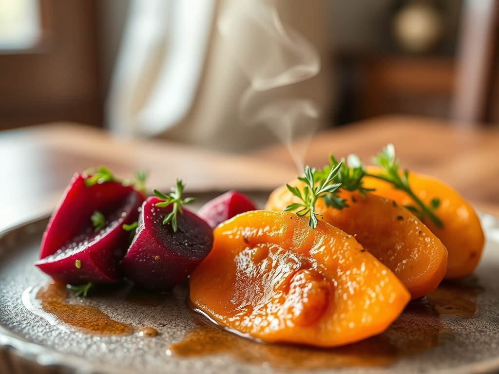 Freshly prepared beets and sweet potato recipes
