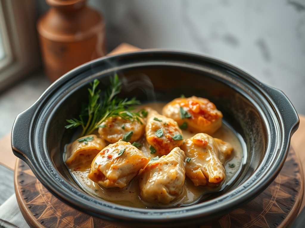 Freshly prepared creamy chicken recipes in crock pot