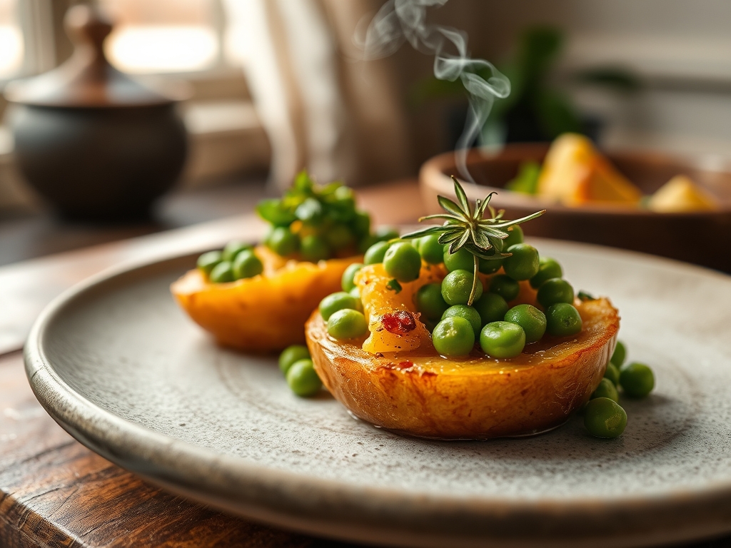 Freshly prepared peas and potato recipes