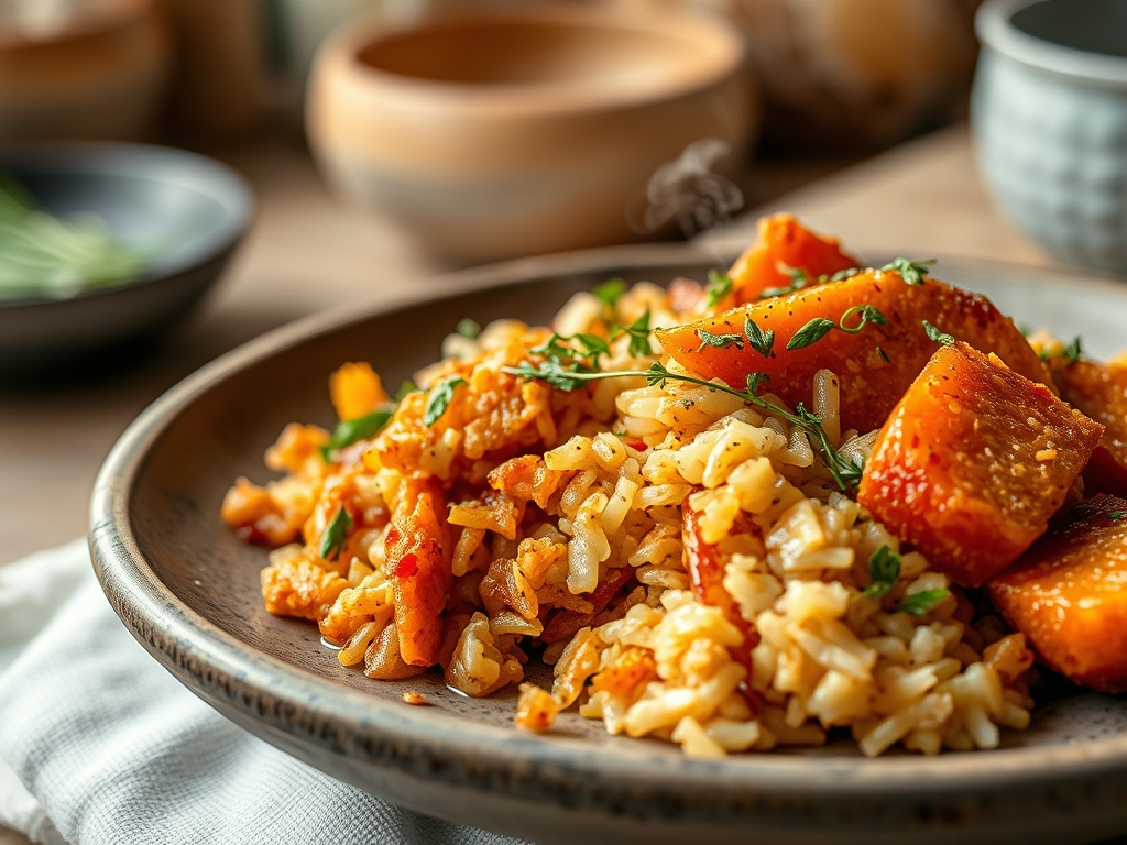 Freshly prepared rice and sweet potato recipes