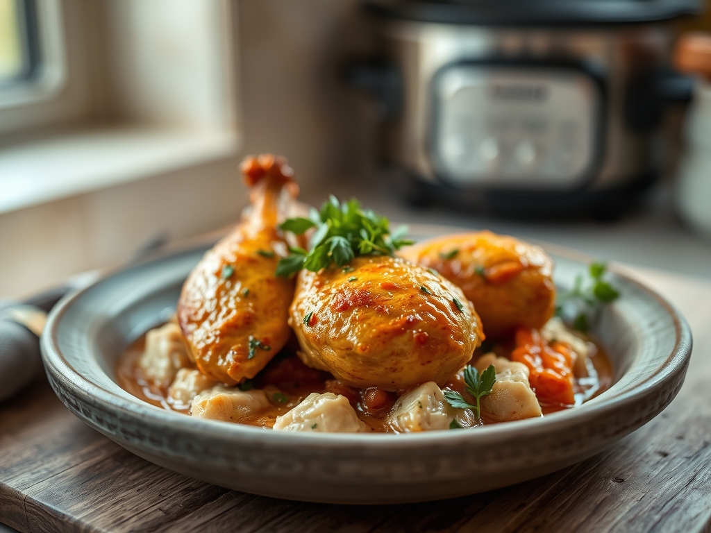 Freshly prepared simple chicken recipes in crock pot