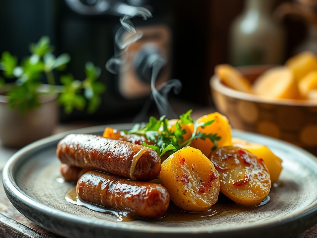 Freshly prepared slow cooker sausage and potato recipes